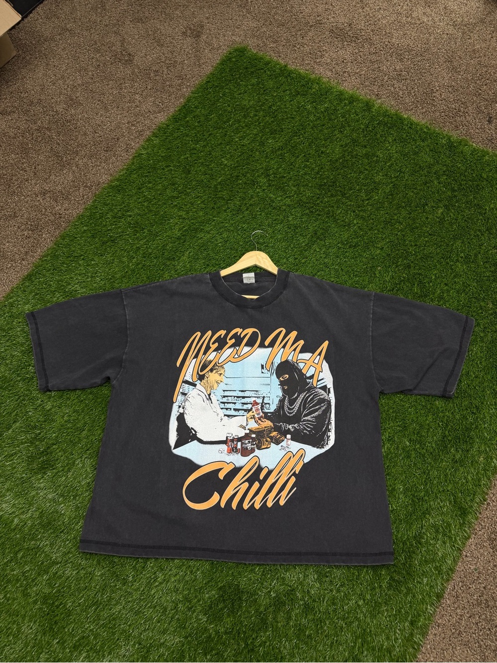 Vintage Black Graphic Tee - "Need Ma Chilli"